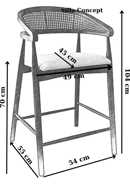 Concept Gazel Bar Sandalyesi Teddy Krem Kumaş Hasırlı Ceviz Ahşap Ada Sandalye indirimleri