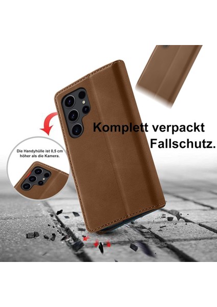 Samsung Galaxy S25 Ultra Uyumlu Ekran Koruyuculu Kılıf Kapaklı Kartlıklı Deri Görünümlü Standlı Kapak fiyatları