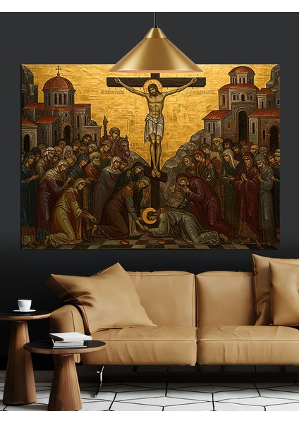 Isa Çarmıhta Sanat Eseri Dekoratif Kanvas - Mdf Ahşap Tablo