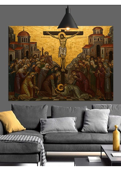 Isa Çarmıhta Sanat Eseri Dekoratif Kanvas - Mdf Ahşap Tablo fiyatları