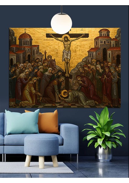 Isa Çarmıhta Sanat Eseri Dekoratif Kanvas - Mdf Ahşap Tablo indirimleri