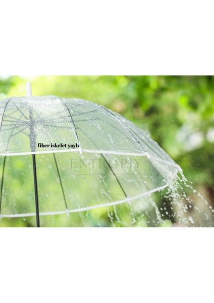 Led Işıklı Şeffaf Uzun Yağmur Şemsiyesi, Poliamid Kumaş, Hafif ve Pratik Tasarım Nostalji