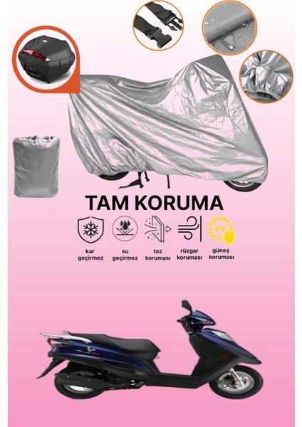 Gri Arka Çanta Uyumlu Haojin Sunny 125T Uyumlu Motor Brandası, Koruyucu Örtü
