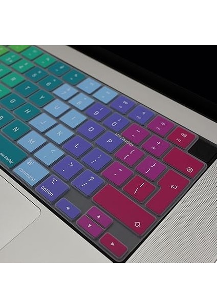 Macbook M1-M2-M3 Air Pro Klavye Koruyucu (Uk-Eu Ingilizce) Touchıd'li A2681 A3113 A2941 A3114 A2442 A2779 A2992 A2918 A2485 A2780 A2991 ile Uyumlu Dazzle Pembe Yeşil modelleri