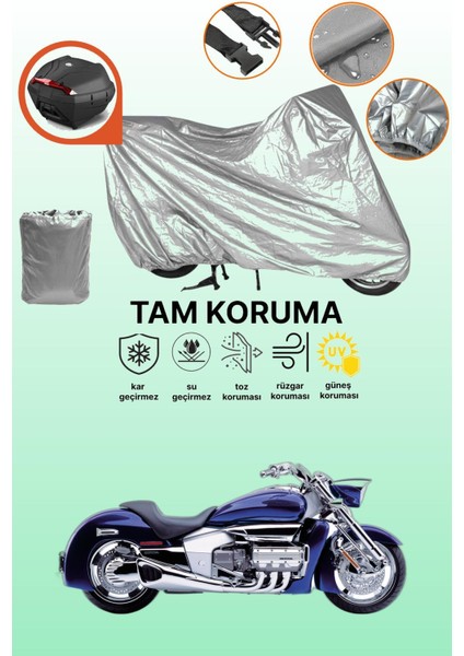 Gri Arka Çanta Uyumlu Honda Valkyrie Rune Uyumlu Motor Brandası, Koruyucu Örtü