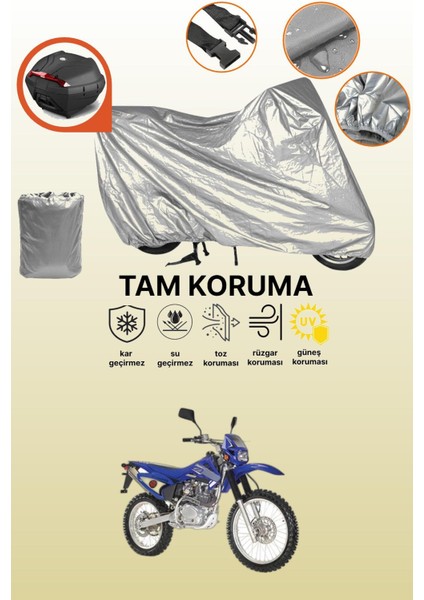 Gri Arka Çanta Uyumlu Kanuni Cross 250 Uyumlu Motor Brandası, Koruyucu Örtü