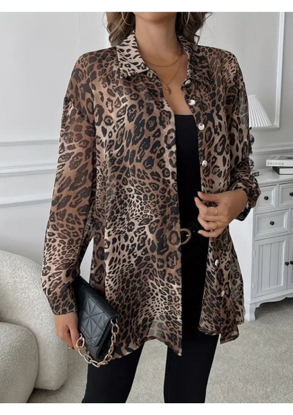 Kadın Uzun Kollu Yakalı Önden Düğmeli Şifon Gömlek indirimleri