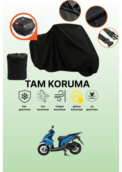 Siyah Arka Çanta Uyumlu Kanuni Resa 125 Uyumlu Motosiklet Brandası, Koruyucu Örtü