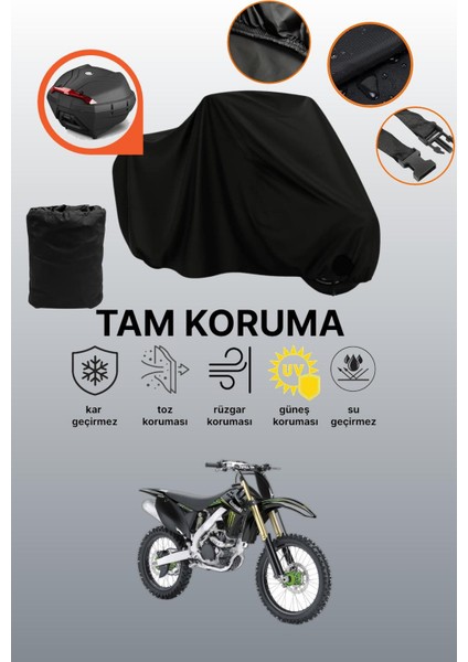 Siyah Arka Çanta Uyumlu Kawasaki Kx 250F Uyumlu Motosiklet Brandası, Koruyucu Örtü