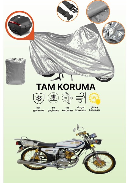 Gri Arka Çanta Uyumlu Kuba Çita 170F Uyumlu Motor Brandası, Koruyucu Örtü