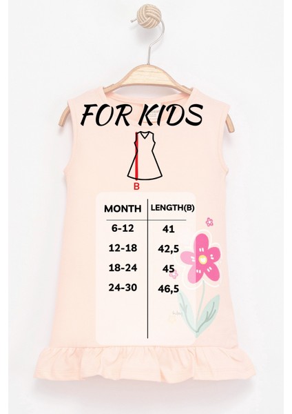 Kız Çocuk Kolsuz Pamuklu Somon Renk Çiçek Desenli Fırfırlı Etek Ucu Elbise fırsatları