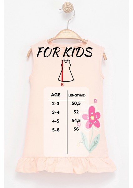 Kız Çocuk Kolsuz Pamuklu Somon Renk Çiçek Desenli Fırfırlı Etek Ucu Elbise indirimleri