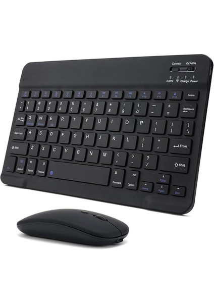 Cihazlara Uyumlu Kablosuz Bluetooth Klavye ve Mause Seti Tablet Telefon Siyah