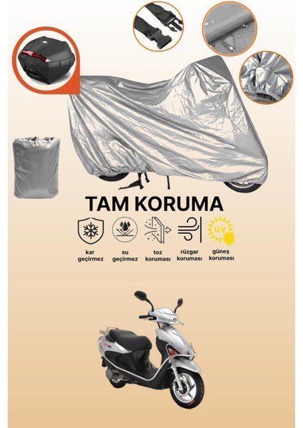 Gri Arka Çanta Uyumlu Rks Rs 100 Uyumlu Motor Brandası, Koruyucu Örtü