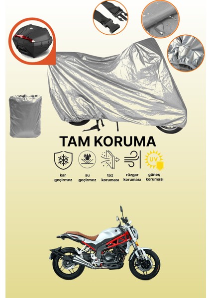 Gri Arka Çanta Uyumlu Rks Rs 400 Uyumlu Motor Brandası, Koruyucu Örtü