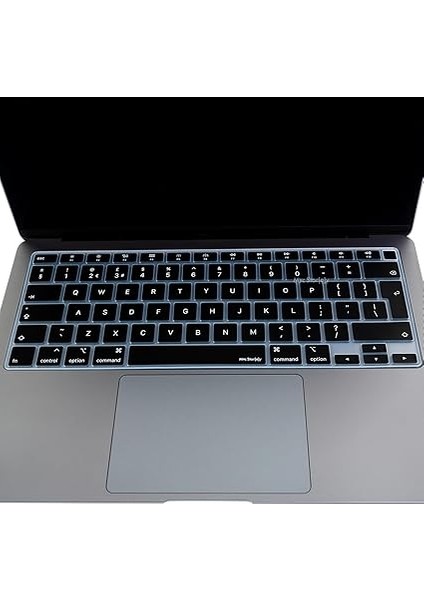 Macbook Air M1 13INÇ Klavye Koruyucu Kılıf Touchıd'li (Uk-Eu Ingilizce) A2337 A2179 ile Uyumlu Siyah modelleri
