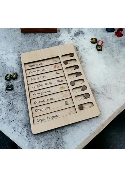 Ahşap Günlük Rutin ve Sorumluluk Panosu Çocuklar Için Eğitici Görev Takip Tablosu modelleri