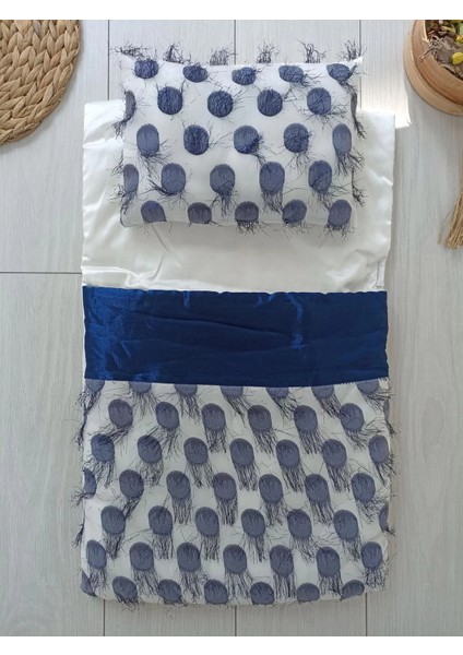 Litaetrend Yenidoğan Izmir Incisi Tül Işlemeli Pamuklu Fiyonklu Kundaklı Lüks 3lü Alt Açma Seti Lacivert fiyatları