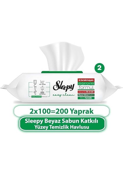 Easy Clean Beyaz Sabun Katkılı Yüzey Temizlik Havlusu&mendili 2X100 (200 Yaprak) fiyatları