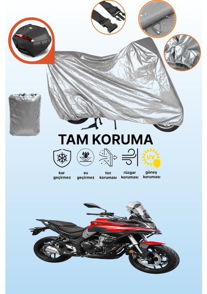 Gri Arka Çanta Uyumlu Voge 500 Ds Uyumlu Motor Brandası, Koruyucu Örtü