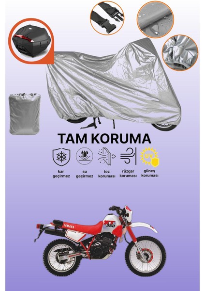 Gri Arka Çanta Uyumlu Yamaha Xt 350 Uyumlu Motor Brandası, Koruyucu Örtü