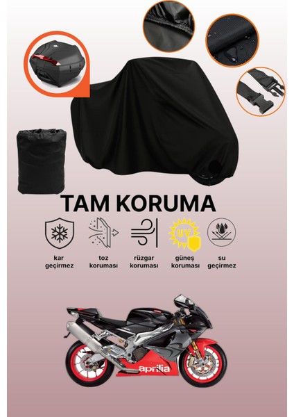 Siyah Arka Çanta Uyumlu Aprilia Rsv 1000 R Uyumlu Motosiklet Brandası, Koruyucu Örtü