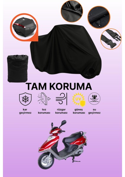 Siyah Arka Çanta Uyumlu Arora Vesta 50 Uyumlu Motosiklet Brandası, Koruyucu Örtü