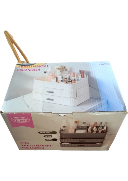 3 Katlı Çekmeceli Makyaj Organizeri - Siyah fiyatları