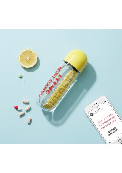 Haftalık Ilaç Kutusu ve Su Şişesi Seti 7 Günlük Organizer Taşınabilir Kapsül Tasarım