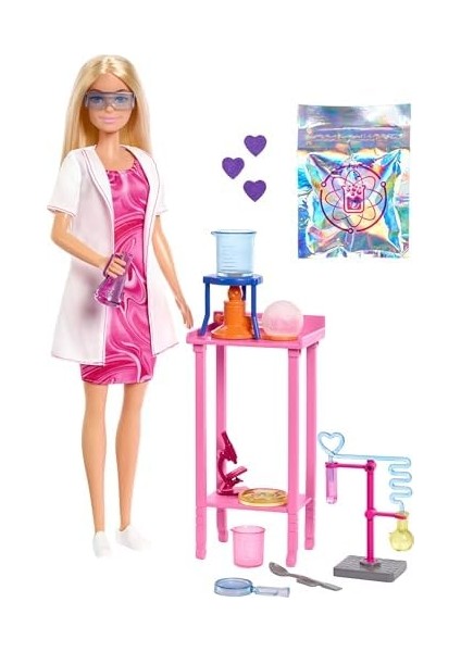 Kariyer Oyun Setleri - Bilim Uzmanı ve Aksesuarları Bilim Uzmanı ve Aksesuarları, Laboratuvar Masası ve Renk Değiştiren Aksesuarlarıyla Sarışın Bebek JCR70 modelleri