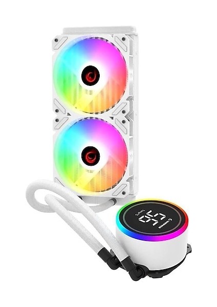 Rampage Helıos C15 Beyaz 12CM Fan Sıcaklık Göstergeli Intel LGA1700/AMD Am5 Argb 240MM Sıvı Soğutmalı Cpu Fan
