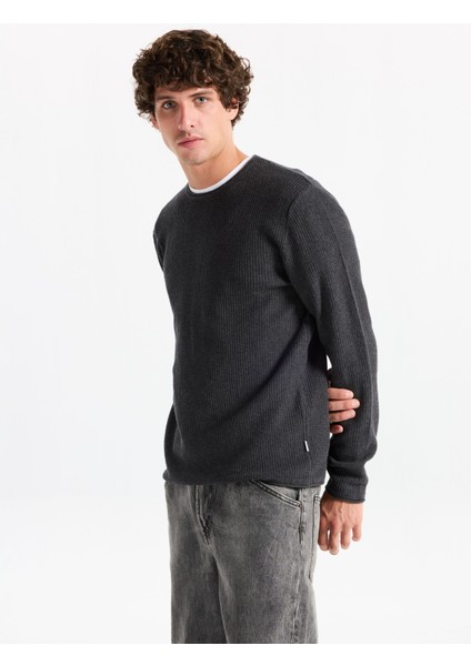 Bisiklet Yaka Normal Gri Erkek Kazak 12258407_JJECOOPER Knıt Crew Neck N modelleri