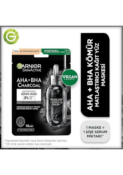 Skin Naturals Kömürlü Kağıt Yüz Maskesi Siyah Yosun