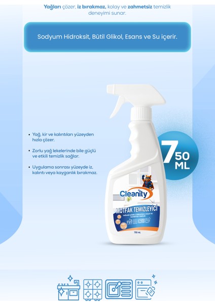 Mutfak Temizleyici 750 ml | Yağ Çözücü, Iz Bırakmaz, Hızlı Etkili Temizlik fırsatları