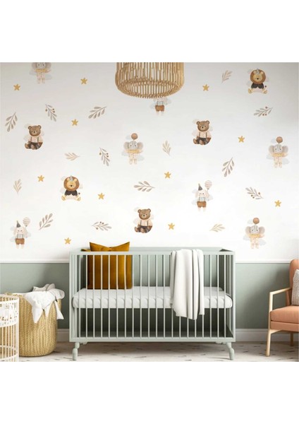 Sevimli Hayvanlar ve Çiçekler Sticker Seti, Çocuk Odası Duvar Sticker Seti, Çocuk Odası Duvar Dekoru fiyatları