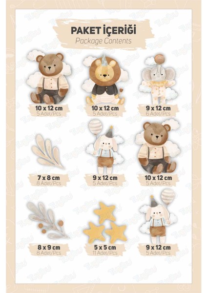 Sevimli Hayvanlar ve Çiçekler Sticker Seti, Çocuk Odası Duvar Sticker Seti, Çocuk Odası Duvar Dekoru fırsatları