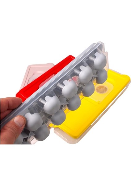 12'li Yuvarlak Silikon Tabanlı Kapaklı Bas Çıkar Buz Kalıbı 26X9 Cm, 12'li Silikon Tabanlı Buz Kalıbı, Kapaklı Bas Çıkar Buzluk