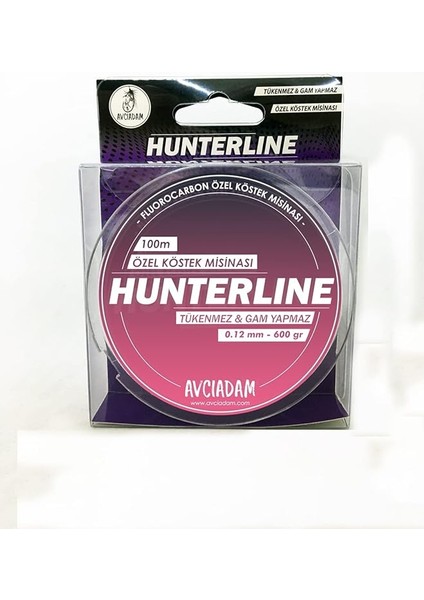 Hunterlıne 0,12MM - 600GR 100M Fluorocarbon Köstek Misinası