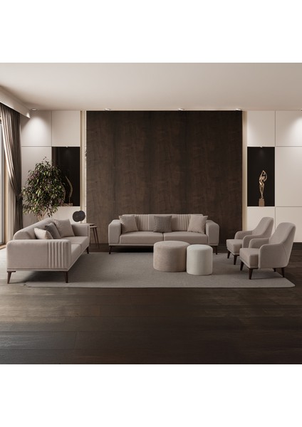 Regnar 3+3+1+1 Koltuk Takımı Sütlü Kahve modelleri