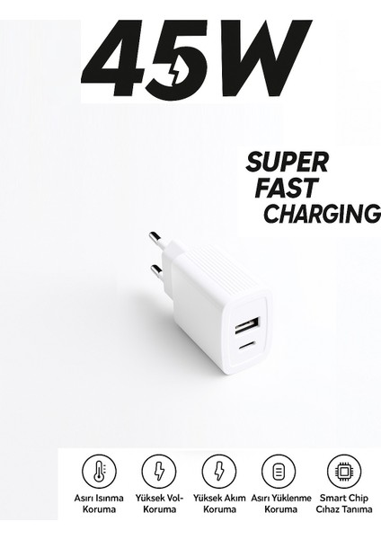 Samsung Galaxy Note 10 Uyumlu 45W Ultra Hızlı Çoklu Şarj Cihazı Adaptör Qualcomm 3.0 + Pd indirimleri