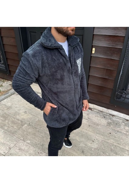 Mdb Erkek Polar Fermuarlı Weatshirt – Kapüşonsuz, Cepli, Yumuşak Dokulu, Oversize Rahat Kalıp, Kışlık Icak Tutan Fermuarlı Üst Füme modelleri