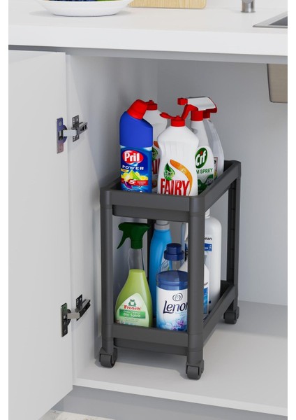 2 Katlı Tekerlekli Düzenleyici Raf, Mutfak Tezgah, Evye Altı ve Deterjanlık fiyatları