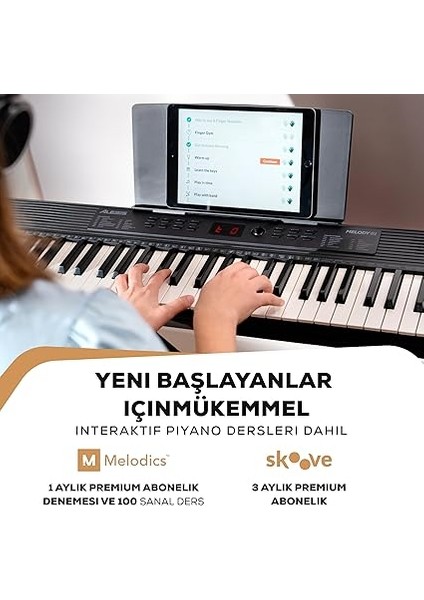 Melody 61 Başlangıç Seviyesi Piyano Klavye 61 Tuş, Hoparlör, Stand, Bank, Kulaklık, Tablet/nota Standı, 300 Ses ve Müzik Dersleri ile Birlikte fiyatları