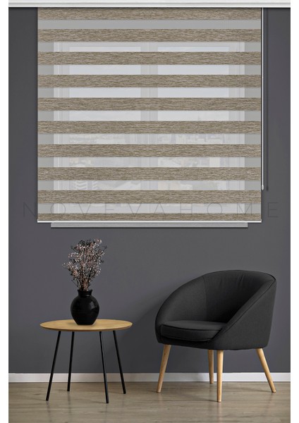 Zebra Stor Perde 05 Koyu Bej Mutfak Çocuk Odası Ofis Balkon Salon Perdesi Güneşlik Perde Plaseco