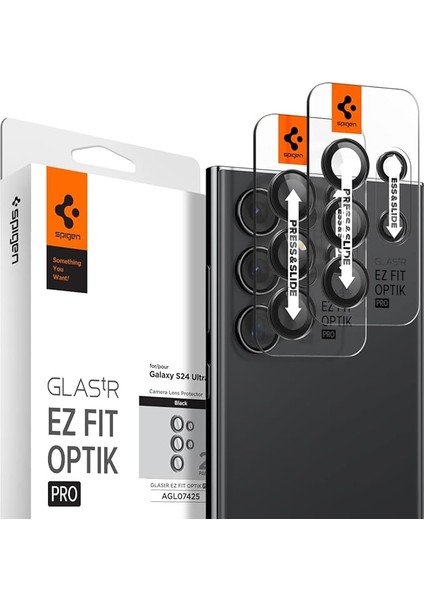 Galaxy S24 Ultra ile Uyumlu Kamera Lens Camı Koruyucu Kolay Kurulum Glas.tr Ez Fit Optik Pro (2 Adet) Black - AGL07425