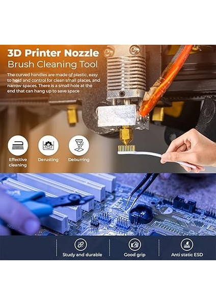 3D Yazıcı Nozulları Için Anahtar Bakım Kiti, 26 Parça: Temizleme Pimleri, 2 Cımbızlar, Fırçalar, L Şeklinde Anahtar Aletleri fırsatları