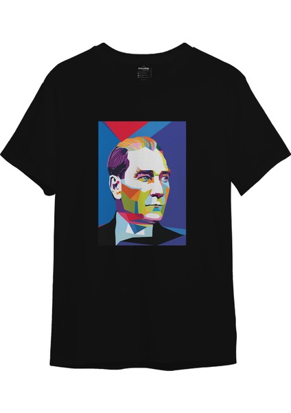 Atatürk Pop Art Tişört - Siyah