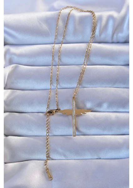 Bfs 316L Çelik Altın Renk Zirkon Taşlı Mikail Kolye fiyatları