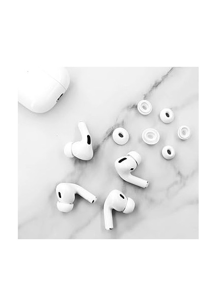 Airpods Pro ve Airpods Pro 2 Için Kulağa Tam Oturan ve Kulaktan Düşmeyen Ses Izolasyonu Sağlayarak Sesleri Güçlendiren Silikon Kulaklık Ucu Seti(Hepsi Aynı Ölçüde 3'lü Set) (S) indirimleri
