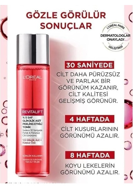 Parıs Revitalift%5 Saf Glikolik Asit Peeling Etkili Tonik 180ML fiyatları